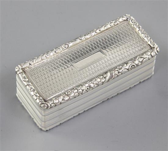 A William IV silver snuff box, by Edward Smith, Length 79mm Weight: 3oz/95grms.